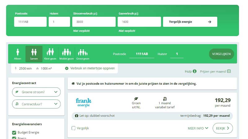 Postcode en huisnummer